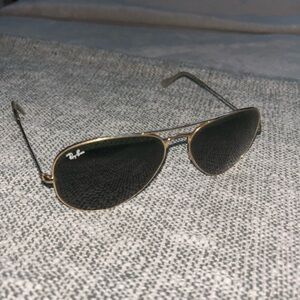 Ray-Ban Gold Frame Sunglasses with Black Lenses